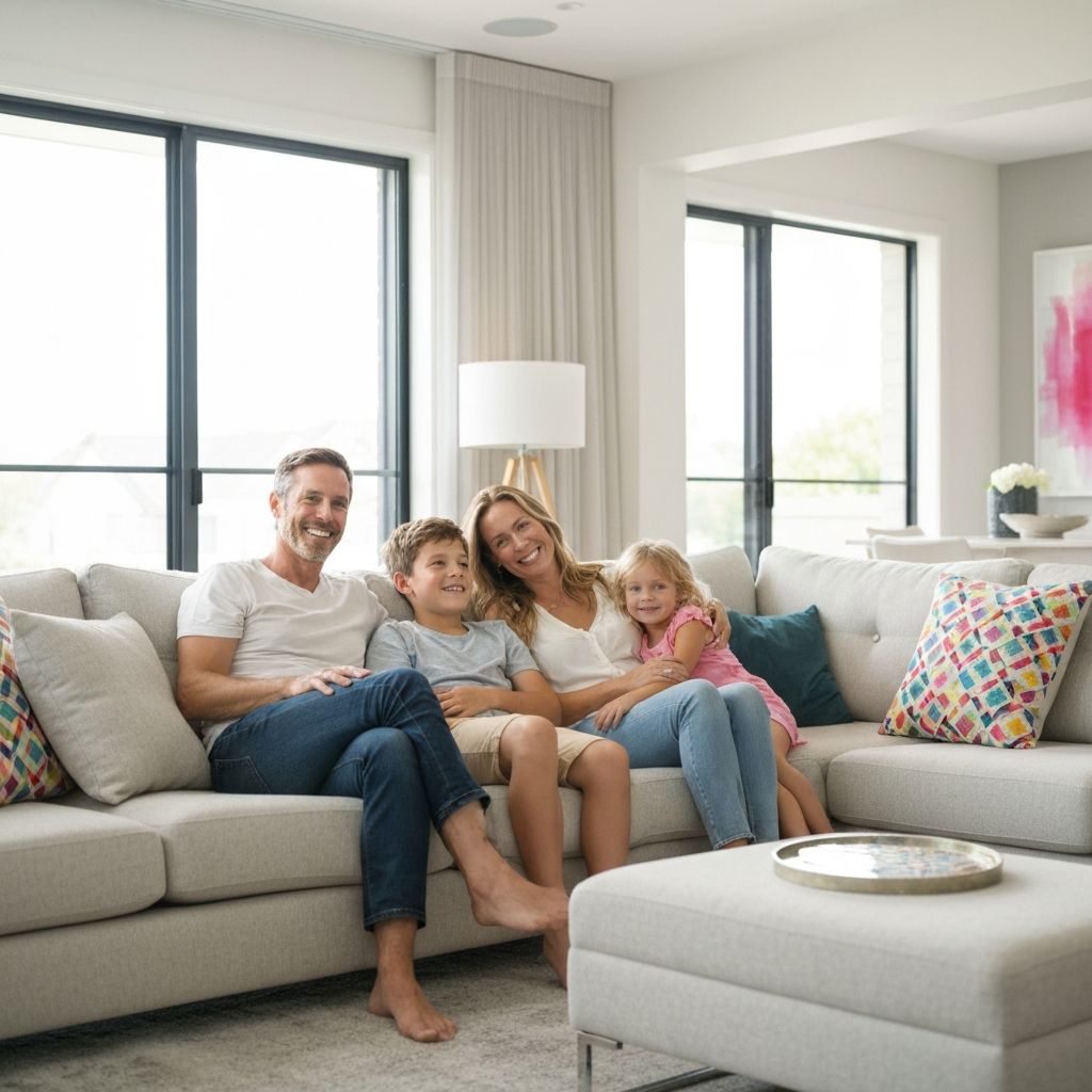 Family enjoying cool air conditioned home